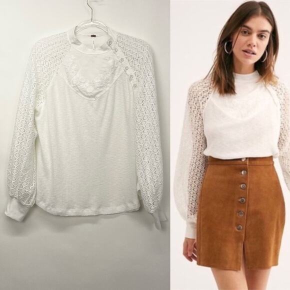 Free People Sweetest Thing Thermal Top Size Medium - Picture 1 of 15